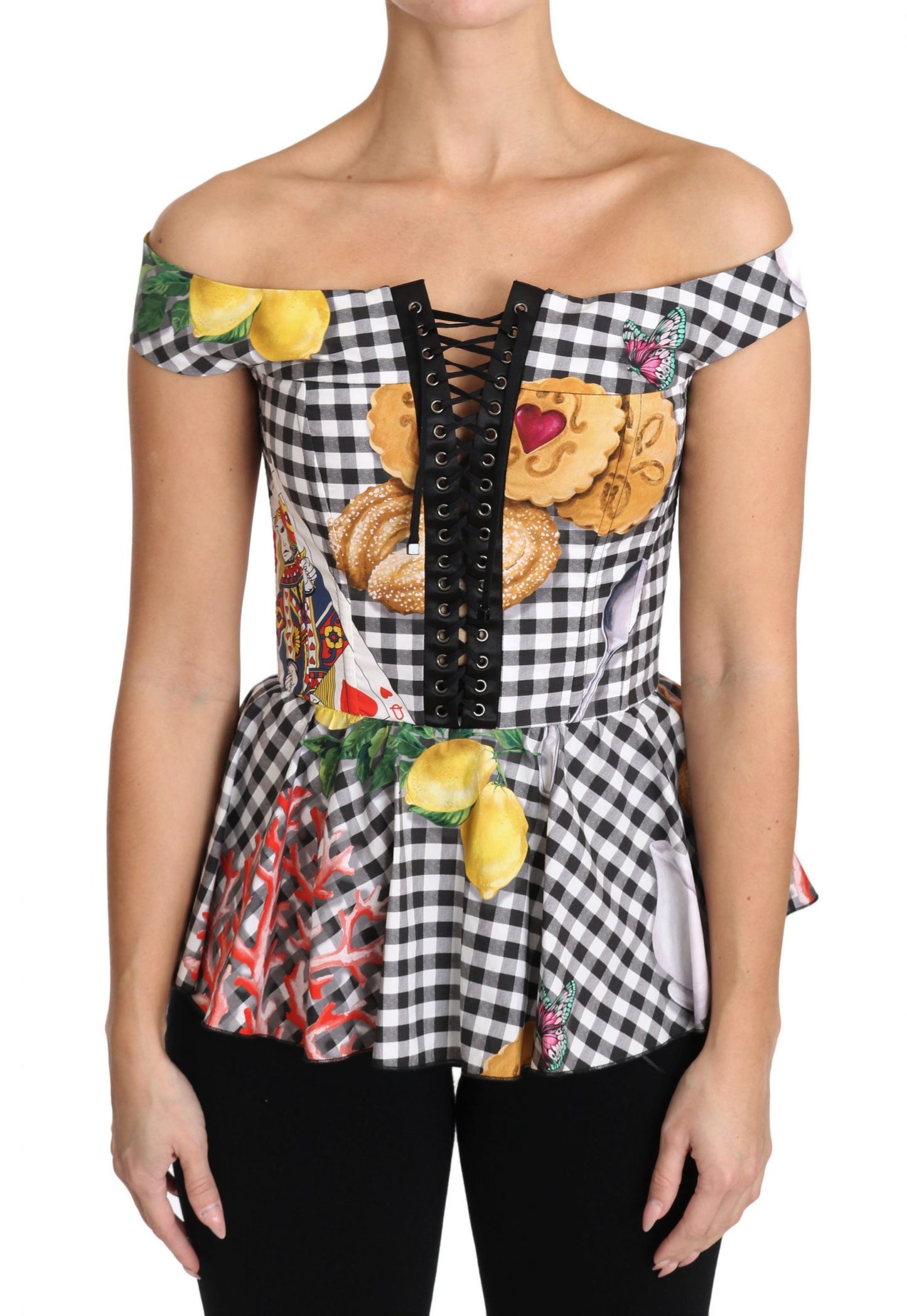 - Chic Checkered Corset Top Blouse