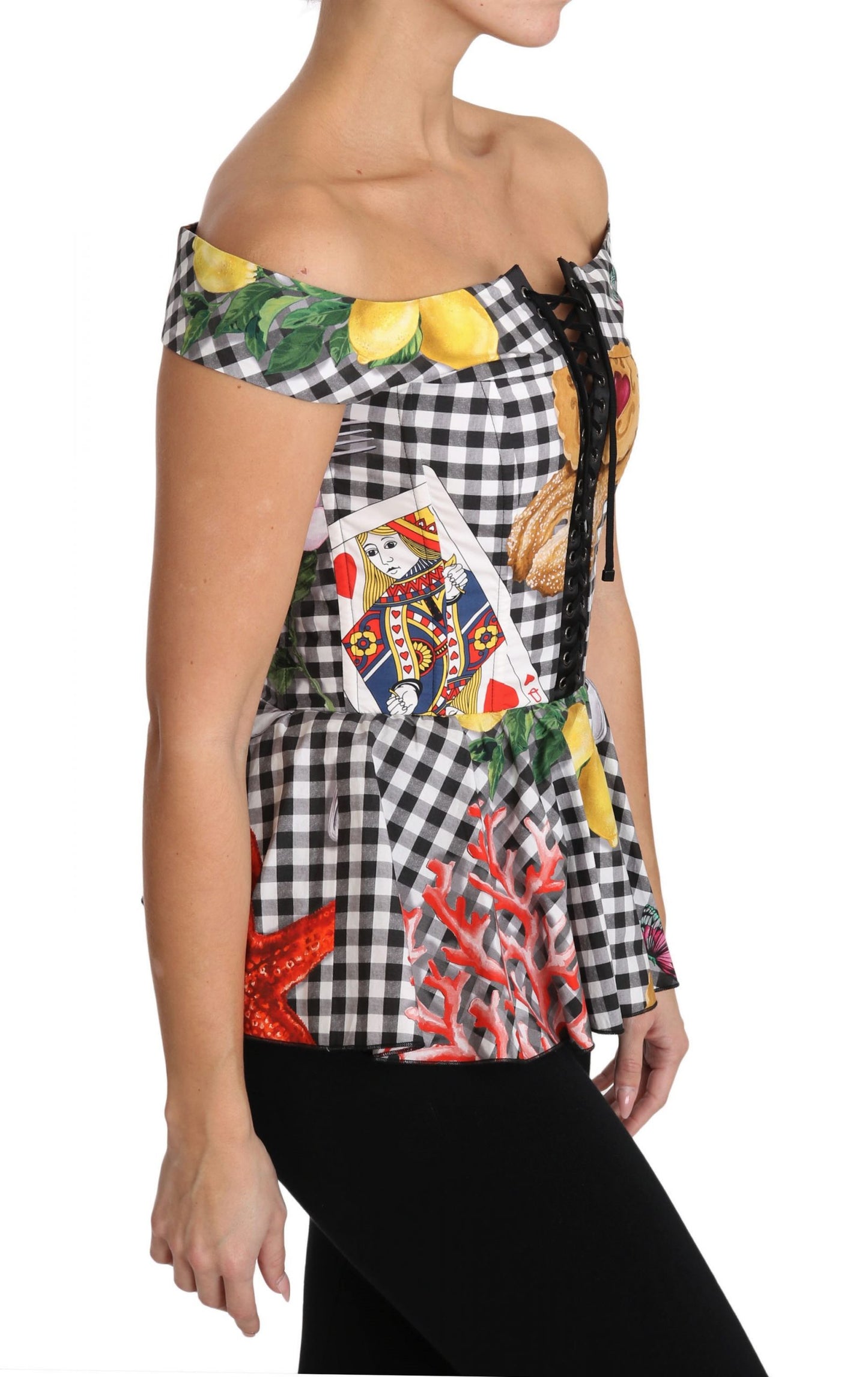 - Chic Checkered Corset Top Blouse