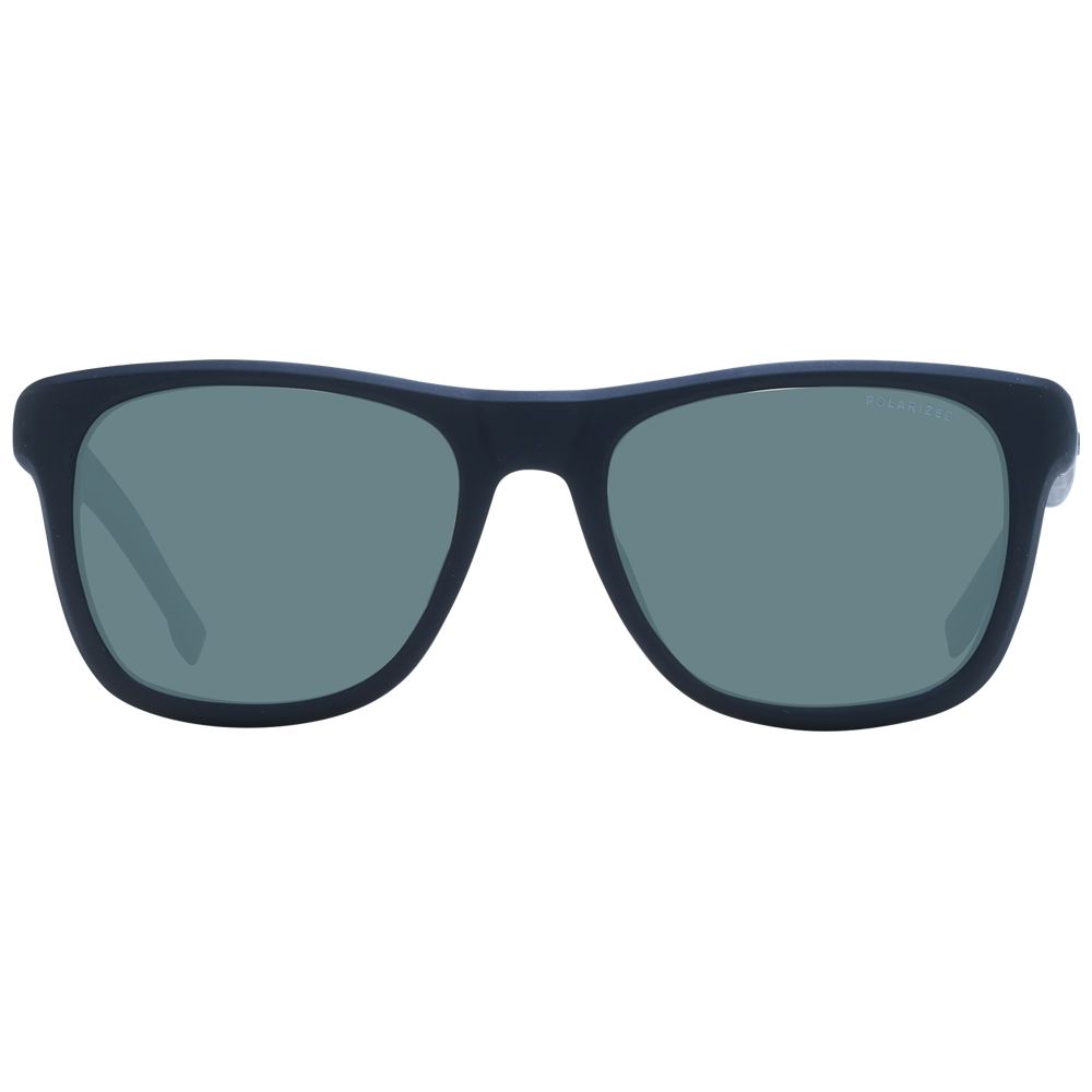 Hugo Boss Black Men Sunglasses – Black Rectangle Frame with Green Polarized Lenses, 54mm