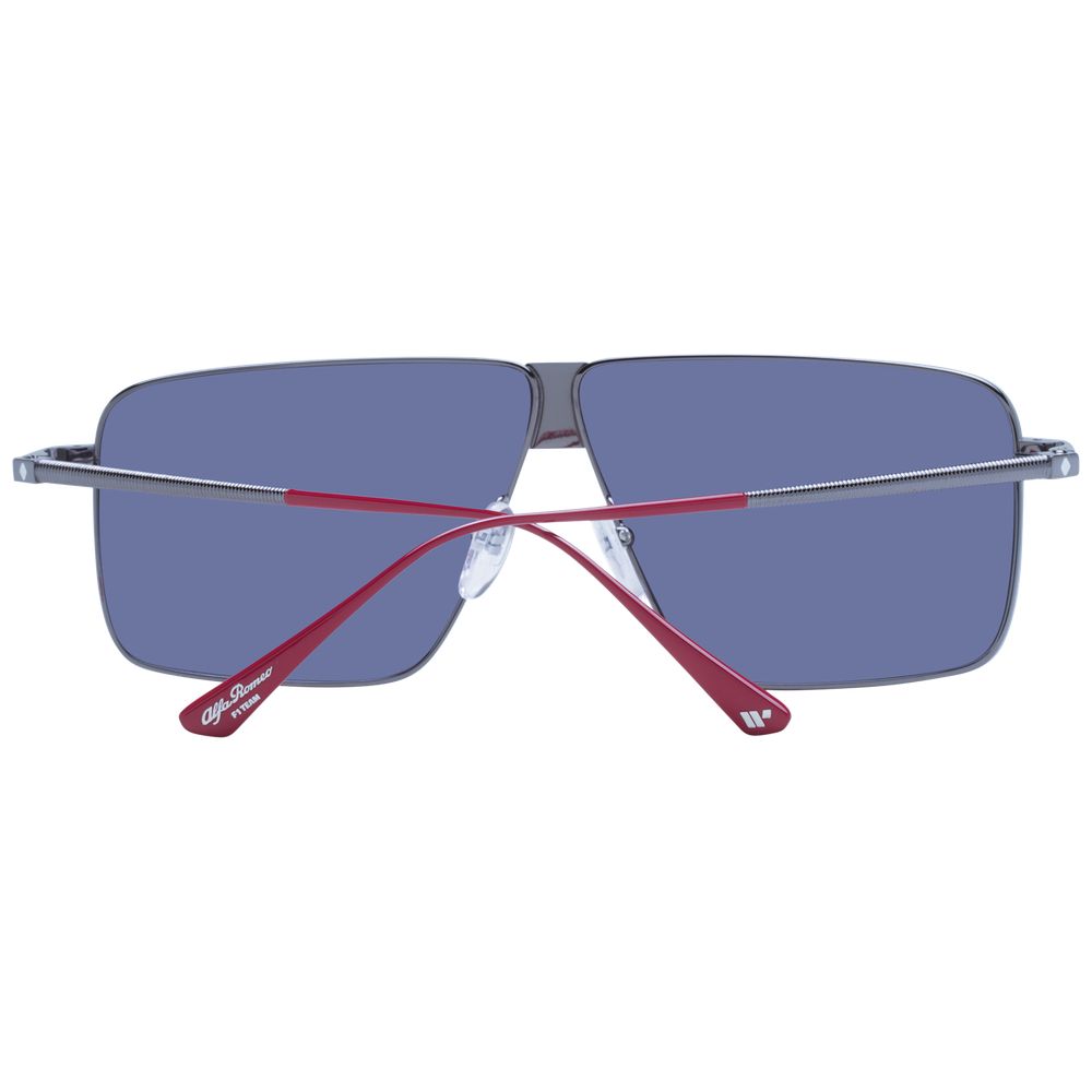 Web Gray Men’s Sunglasses – Gunmetal Rectangle Frame with Grey Lenses, 64mm