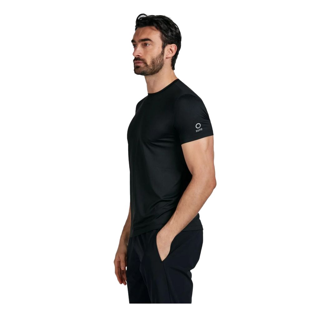 Suns Black Nylon T-Shirt - Stretch Technical Fabric Crew Neck