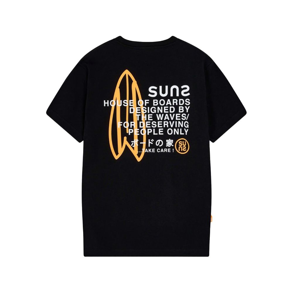 Suns Black Cotton T-Shirt with Graphic Prints