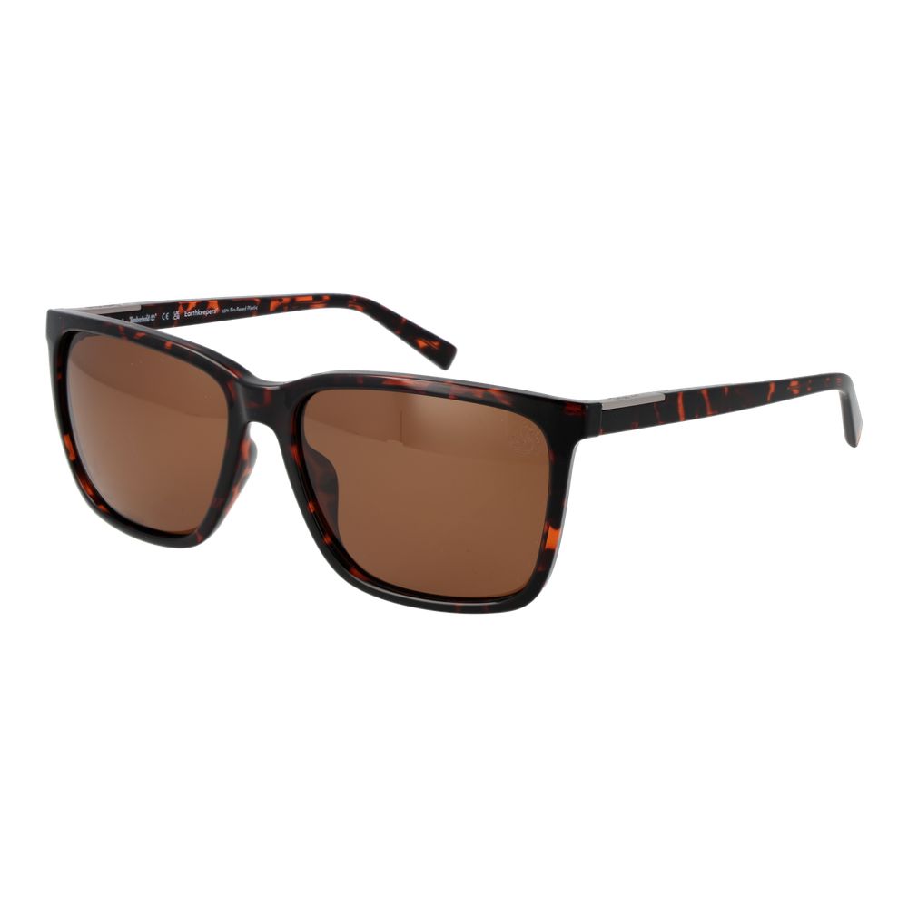 Timberland Men's Sunglasses – Brown Square Frame with Orange Lenses, 59mm