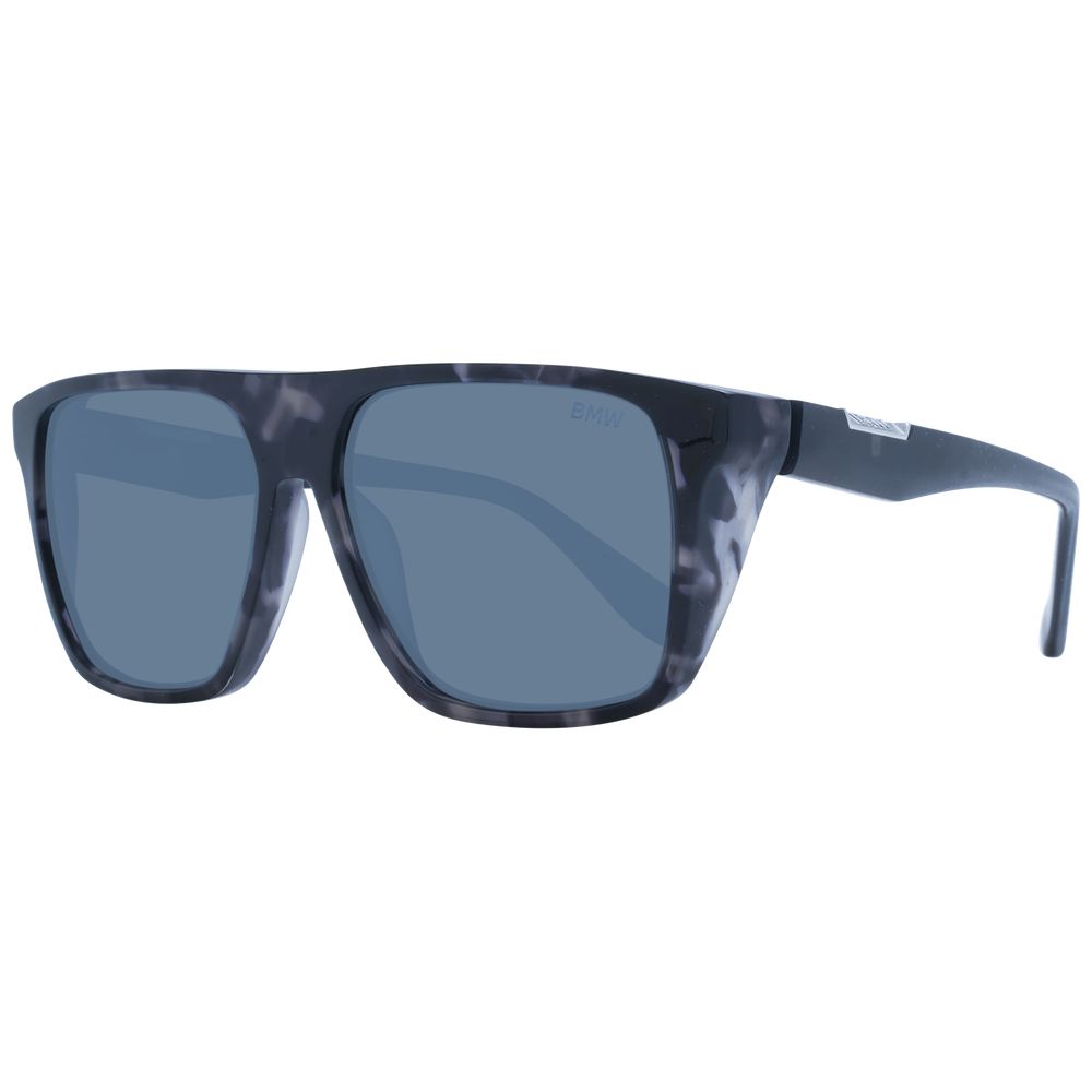 BMW Gray Men’s Sunglasses – Sleek Grey Square Frame with Mirrored Lenses, 57mm