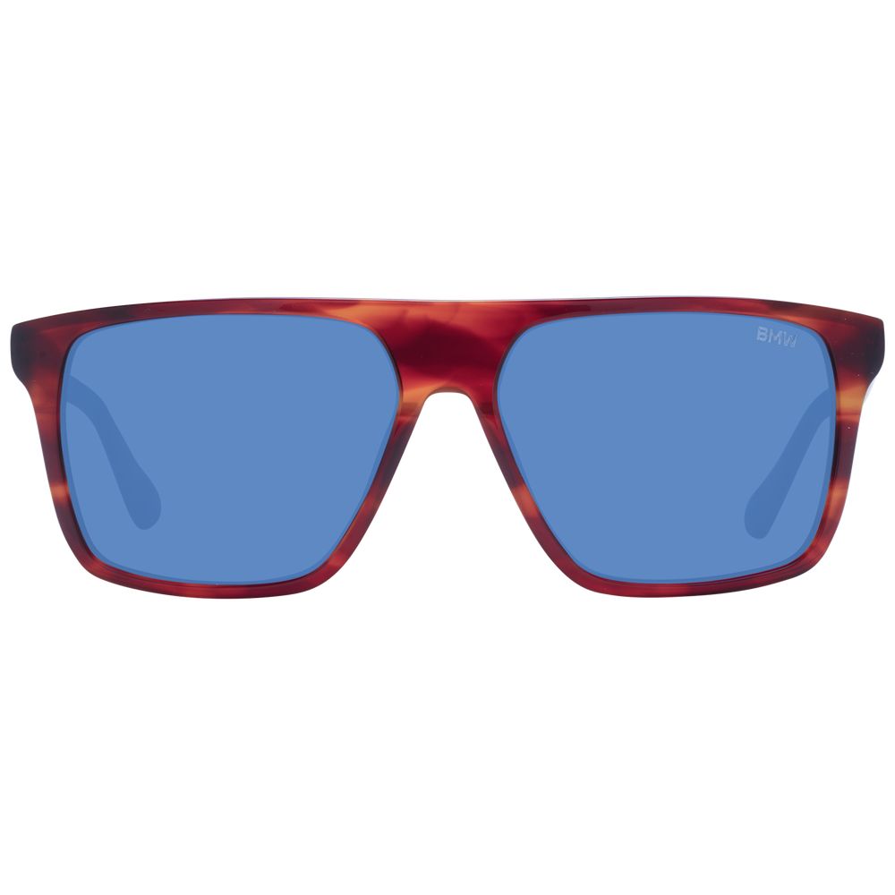 BMW Brown Men’s Sunglasses – Square Frame with Blue Lenses, 57mm