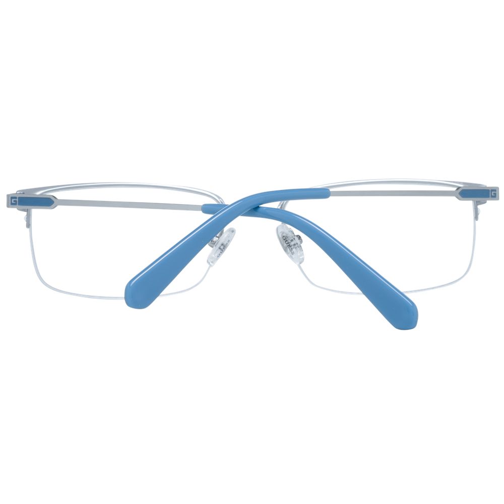 Guess Silver Men’s Optical Frames – Rectangle Half-Rim Design