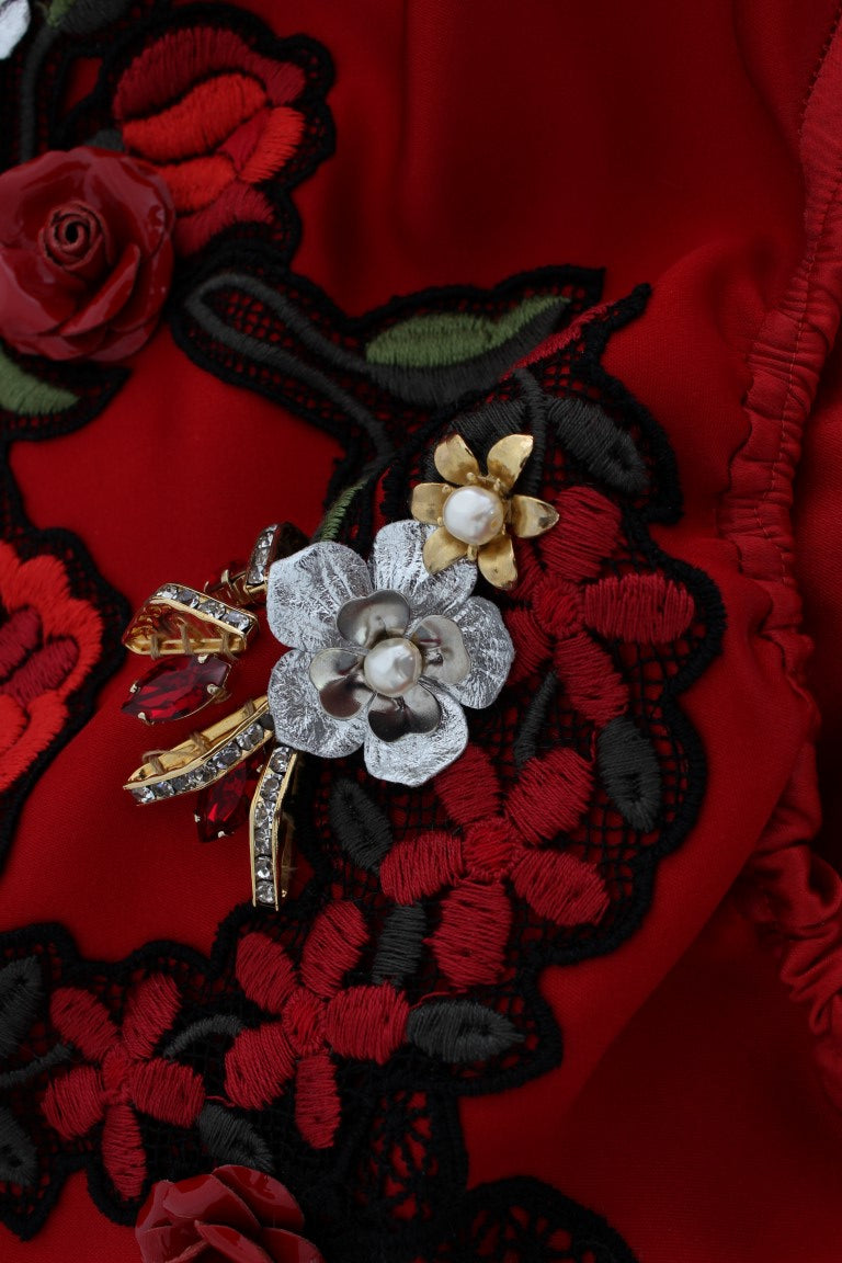 - Ravishing Red Silk Embroidered Shorts