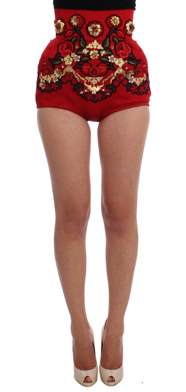 - Enchanted Sicilian Rose Embroidered Mini Shorts