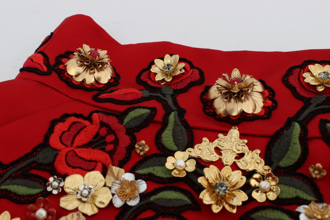 - Enchanted Sicilian Rose Embroidered Mini Shorts