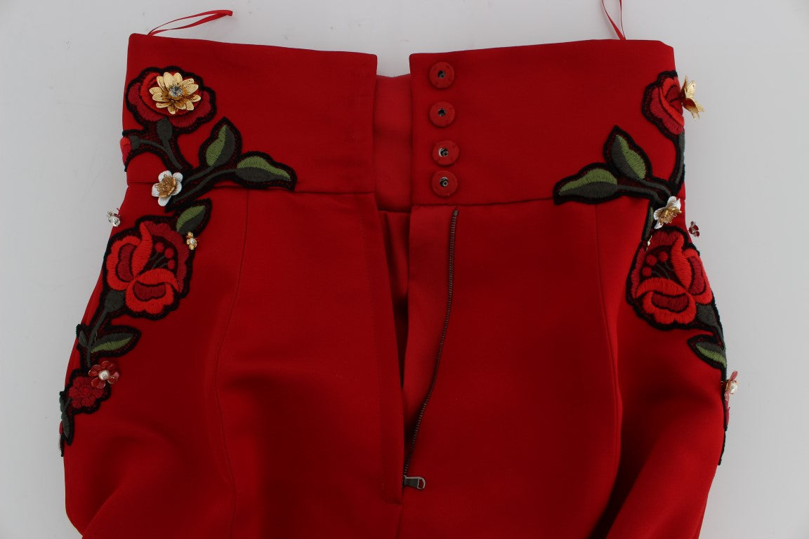 - Enchanted Sicilian Rose Embroidered Mini Shorts