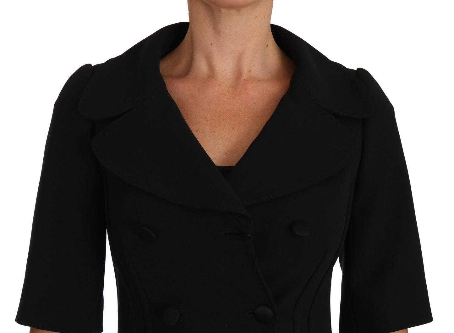 - Elegant Black Cropped Wool Blazer