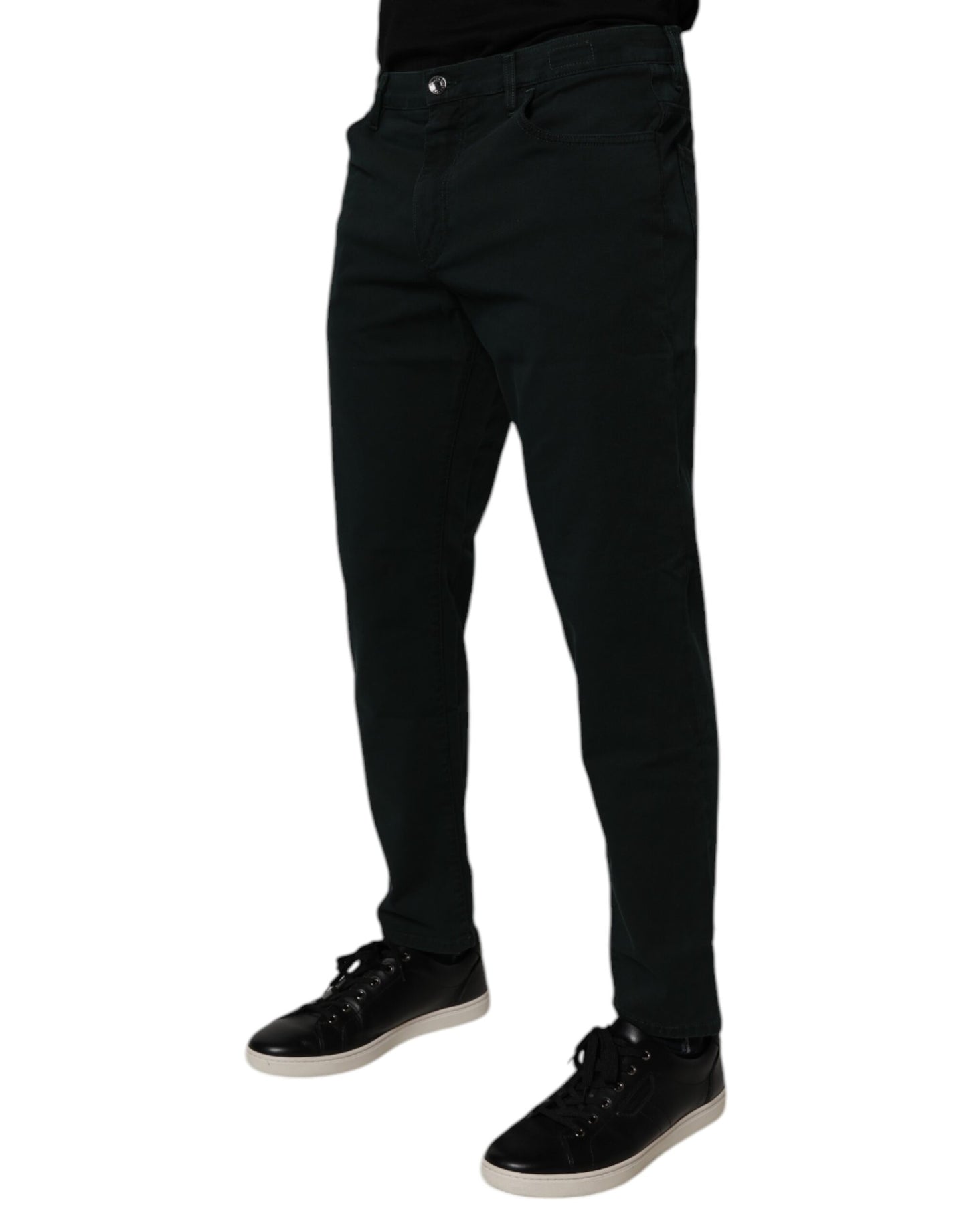 Dolce & Gabbana Dark Green Cotton Loose Skinny Men's Denim Jeans