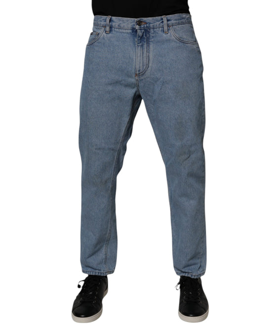 Dolce & Gabbana Blue Cotton Skinny Men's Denim Mid Waist Jeans