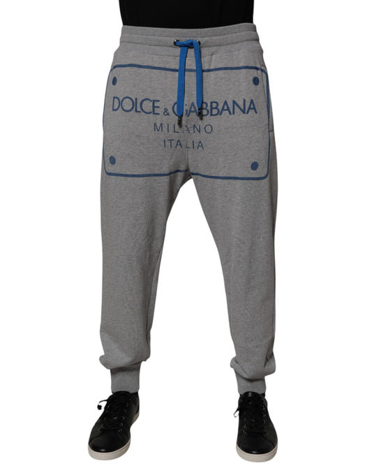 Dolce & Gabbana Gray Logo Cotton Men's Jogger Sweatpants
