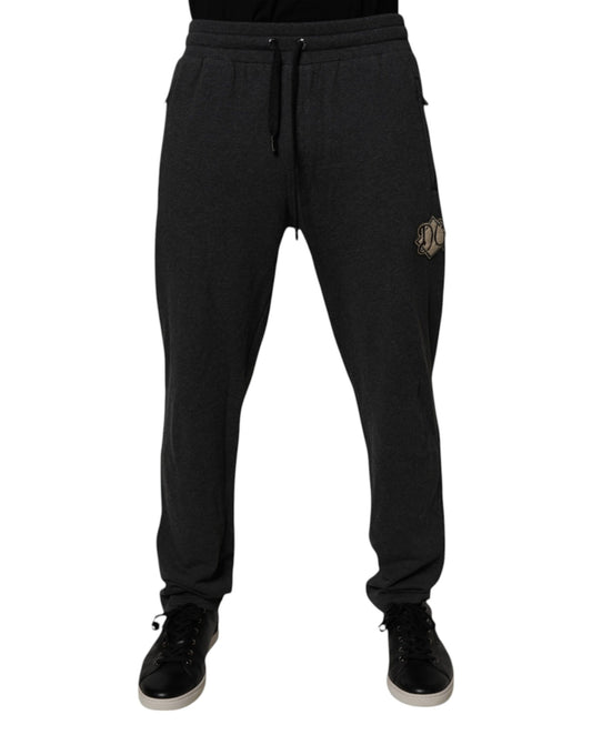 Dolce & Gabbana Dark Gray Logo Cotton Jogger Sweatpants for Men