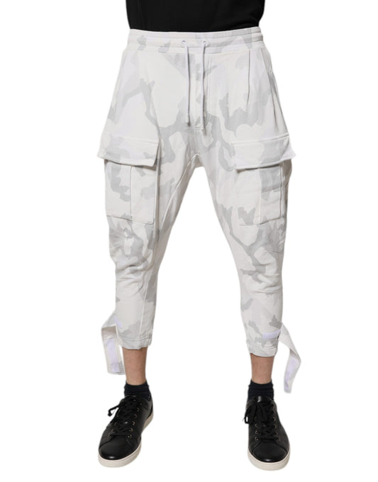 Dolce & Gabbana White Camouflage Cargo Jogger Sweatpants for Men