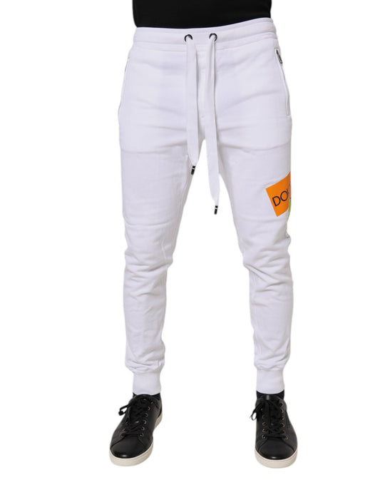 Dolce & Gabbana White Logo Tape Jogger Cotton Sweatpants