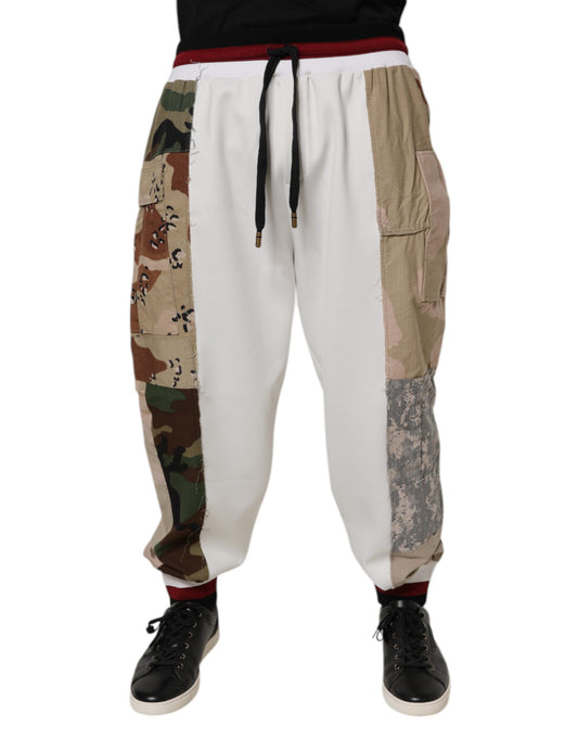 Dolce & Gabbana White Camouflage Patchwork Sweatpants