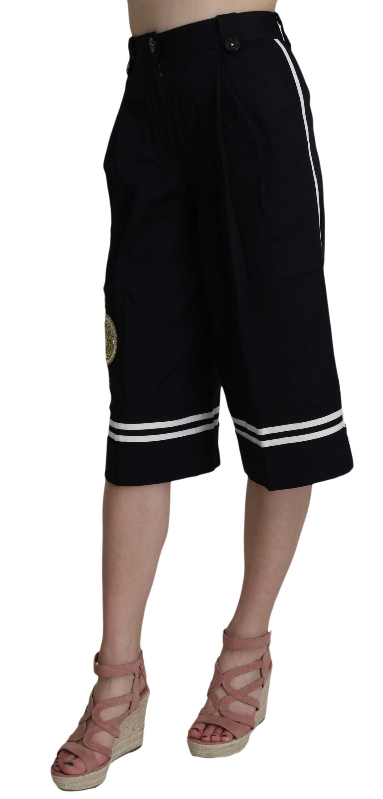 - Elegant High Waist Black Cotton Pants