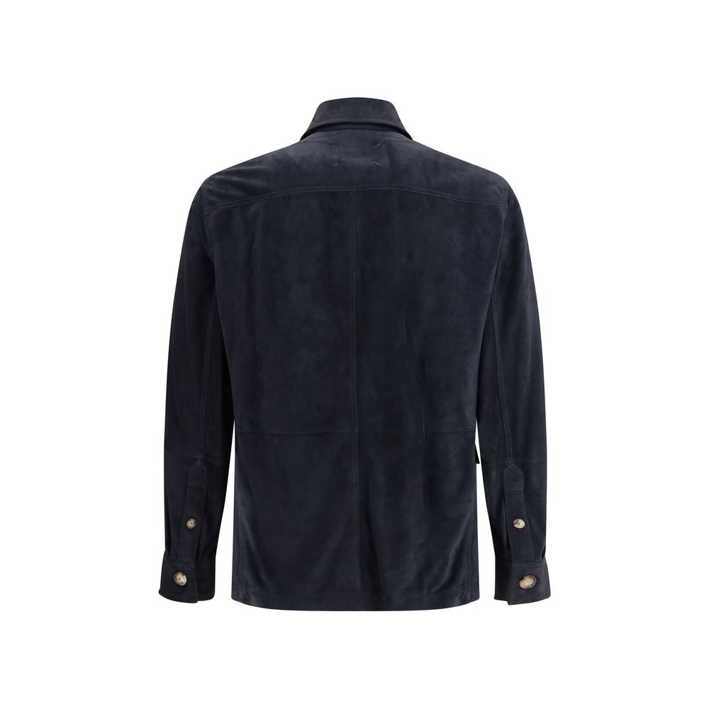 Brunello Cucinelli Suede Leather Shirt Jacket