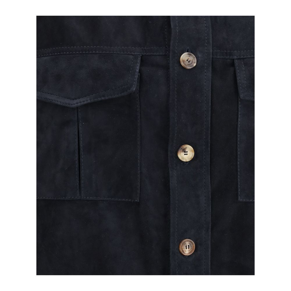Brunello Cucinelli Suede Leather Shirt Jacket