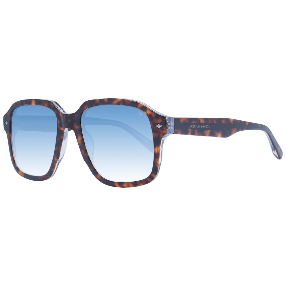 Scotch & Soda Men's Sunglasses – Brown Square Frame with Blue Gradient Lenses, 54mm