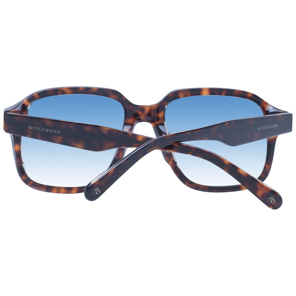 Scotch & Soda Men's Sunglasses – Brown Square Frame with Blue Gradient Lenses, 54mm