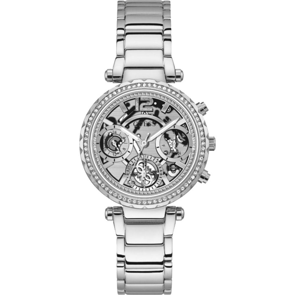 Guess Women’s Watch, Minimalist Design, Grey Stainless Steel