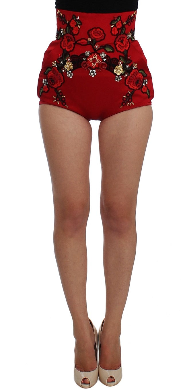- Enchanted Sicily Crystal-Embellished Silk Shorts