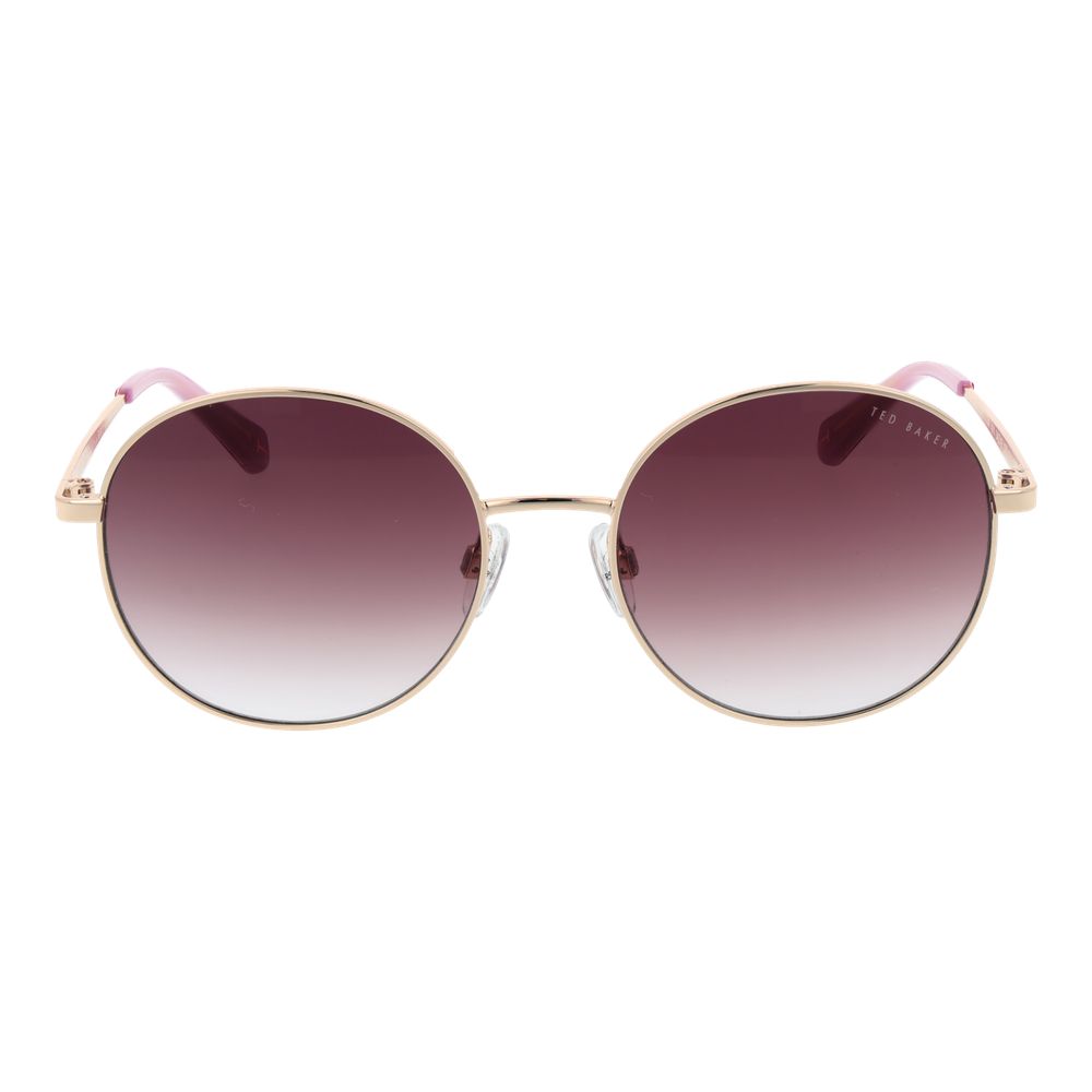 Ted Baker Women’s Sunglasses – Gold Round Frame with Pink Gradient Lenses, 54mm