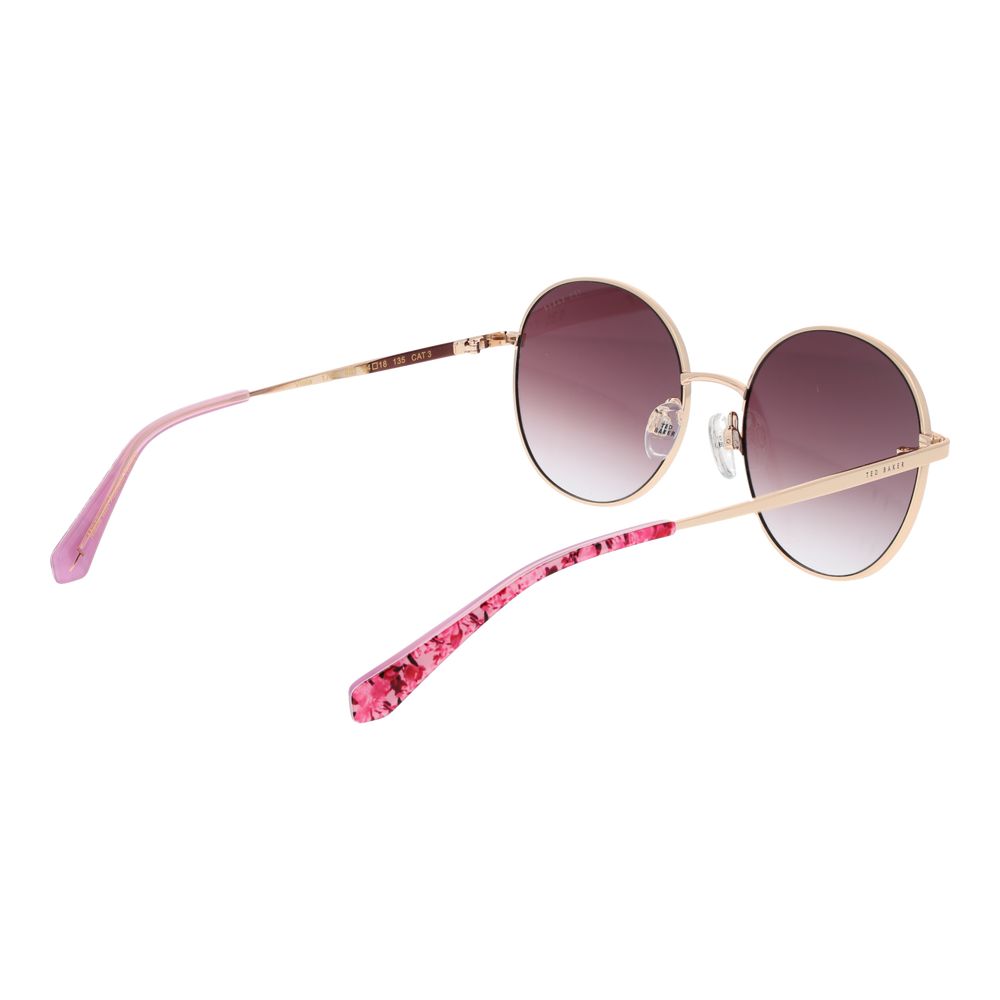 Ted Baker Women’s Sunglasses – Gold Round Frame with Pink Gradient Lenses, 54mm