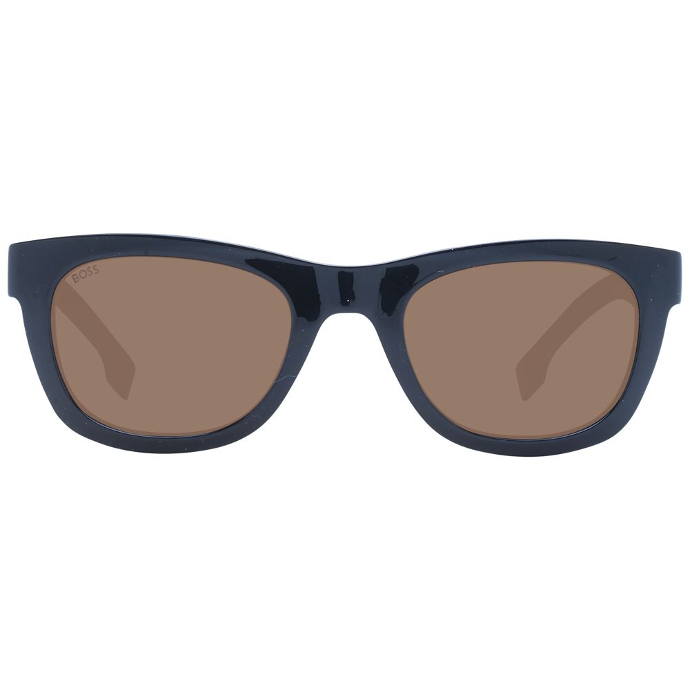 Hugo Boss Black Men’s Sunglasses – Classic Black Rectangle Frame with Brown Lenses, 52mm