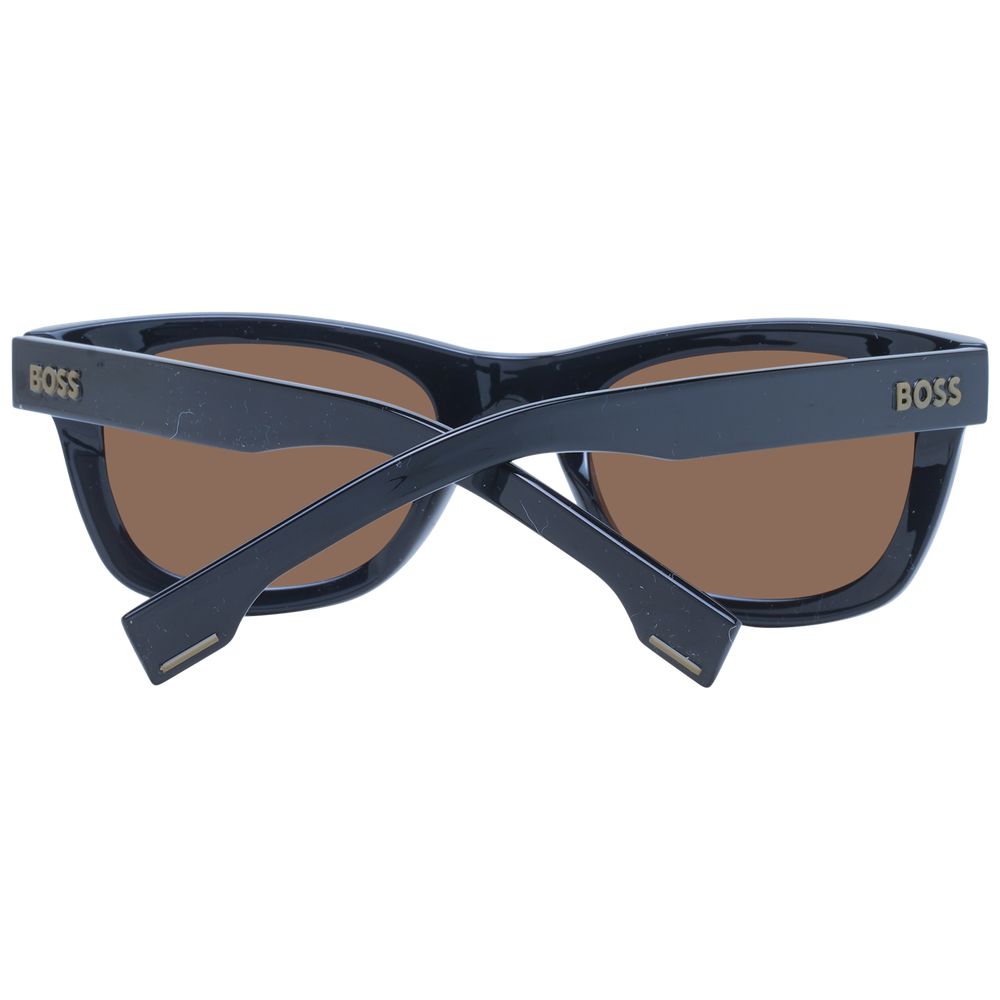 Hugo Boss Black Men’s Sunglasses – Classic Black Rectangle Frame with Brown Lenses, 52mm