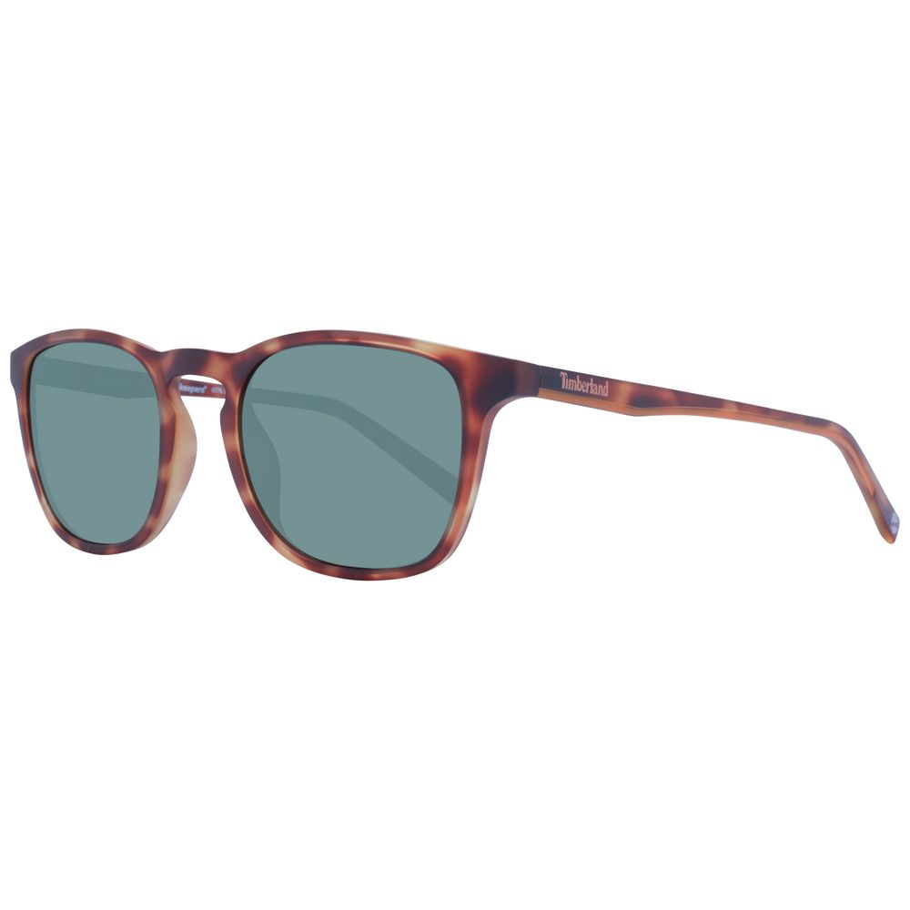 Timberland Men's Brown Square Frame Sunglasses with Green Lenses