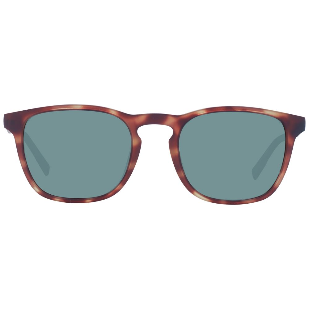 Timberland Men's Brown Square Frame Sunglasses with Green Lenses