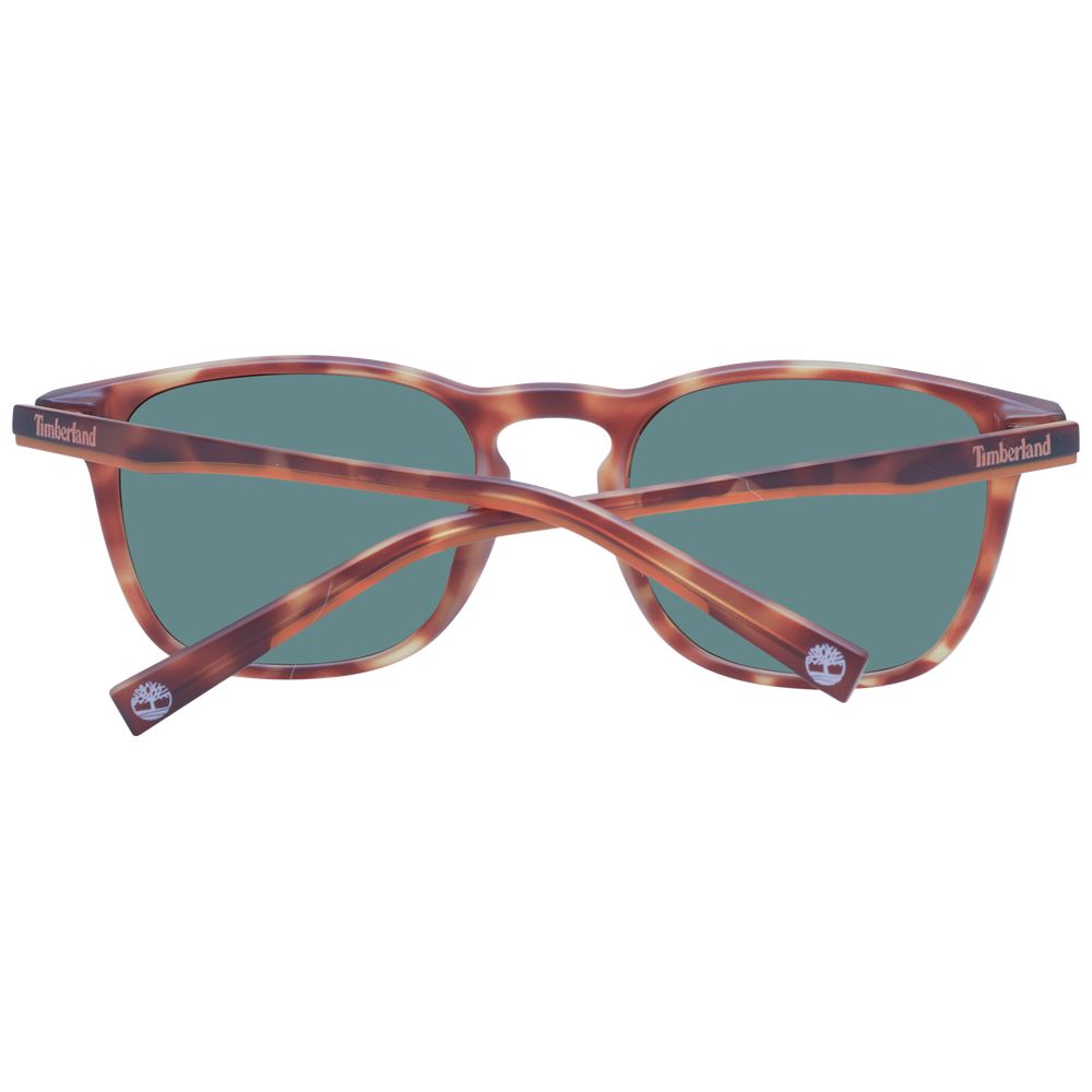 Timberland Men's Brown Square Frame Sunglasses with Green Lenses
