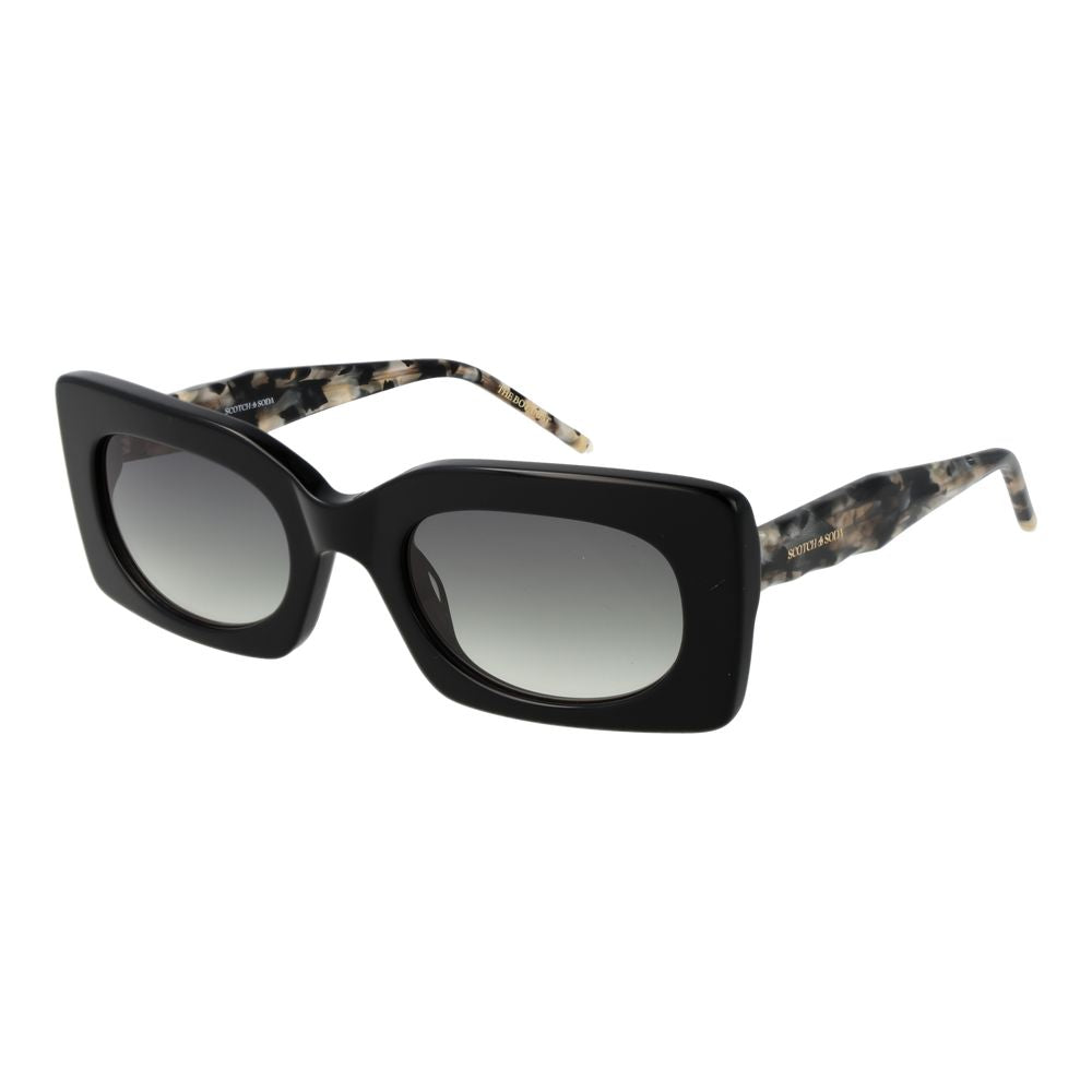 Scotch & Soda Women’s Sunglasses – Black Rectangle Frame with Green Gradient Lenses, 52mm