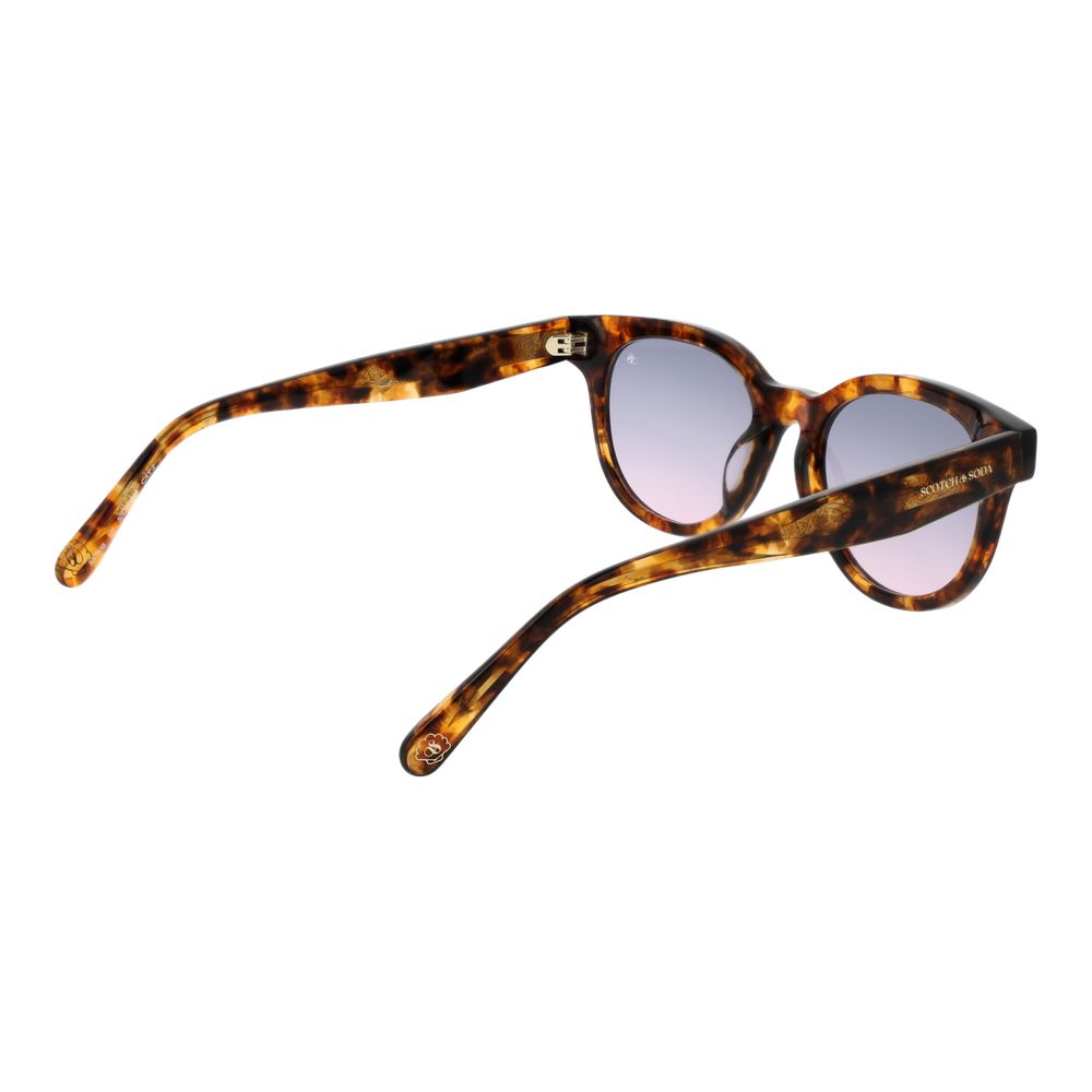 Scotch & Soda Women’s Brown Sunglasses – Chic Round Frame with Blue Gradient Lenses, 50mm