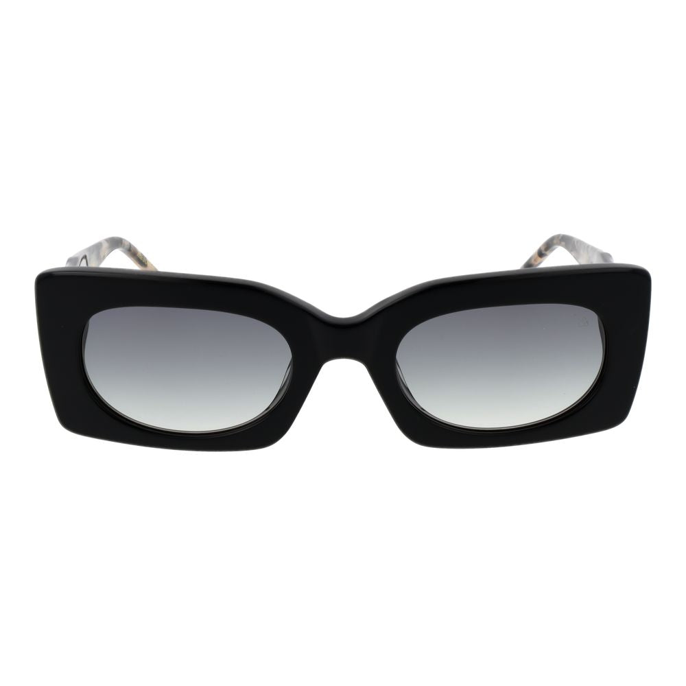 Scotch & Soda Women’s Sunglasses – Black Rectangle Frame with Green Gradient Lenses, 52mm