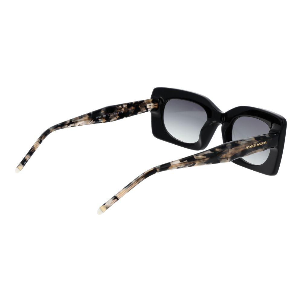 Scotch & Soda Women’s Sunglasses – Black Rectangle Frame with Green Gradient Lenses, 52mm