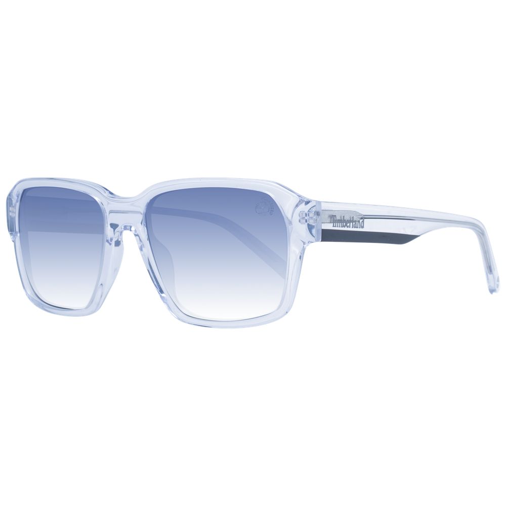 Timberland Men's Sunglasses – White Square Frame with Blue Polarized Lenses, 57mm