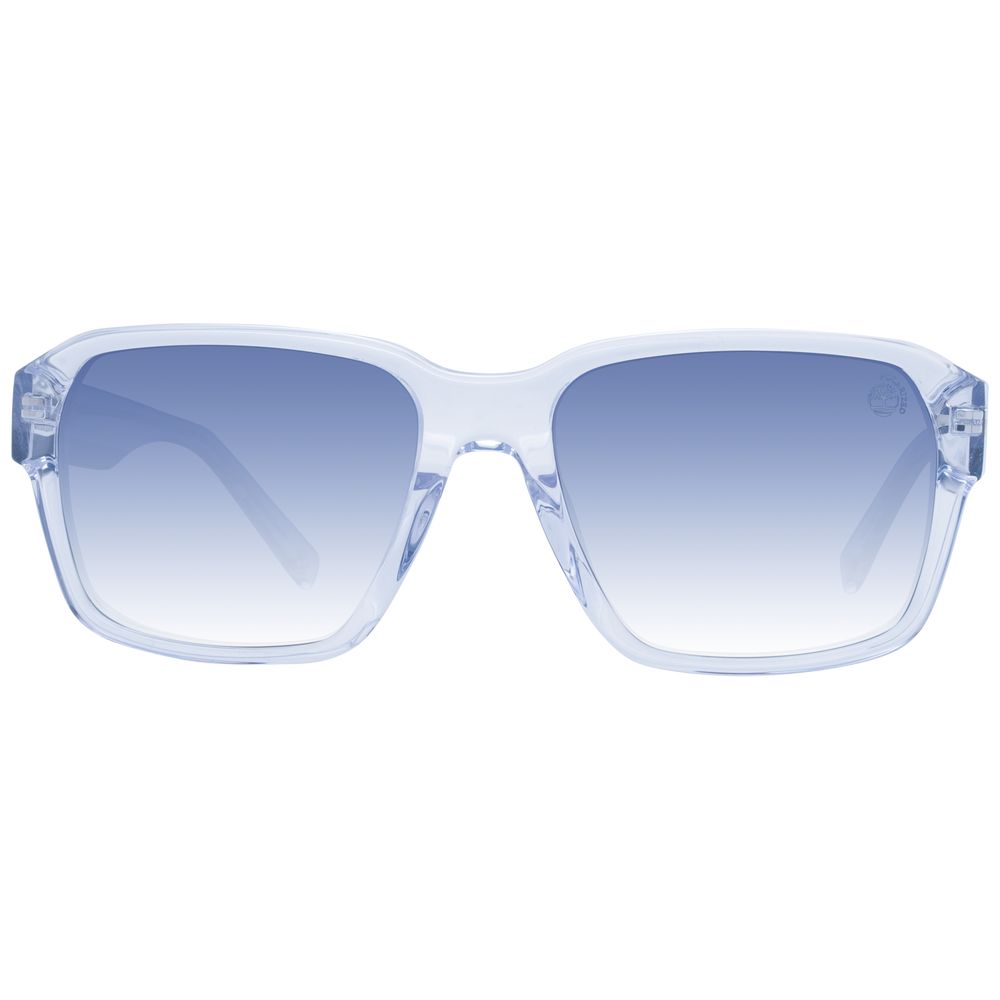 Timberland Men's Sunglasses – White Square Frame with Blue Polarized Lenses, 57mm
