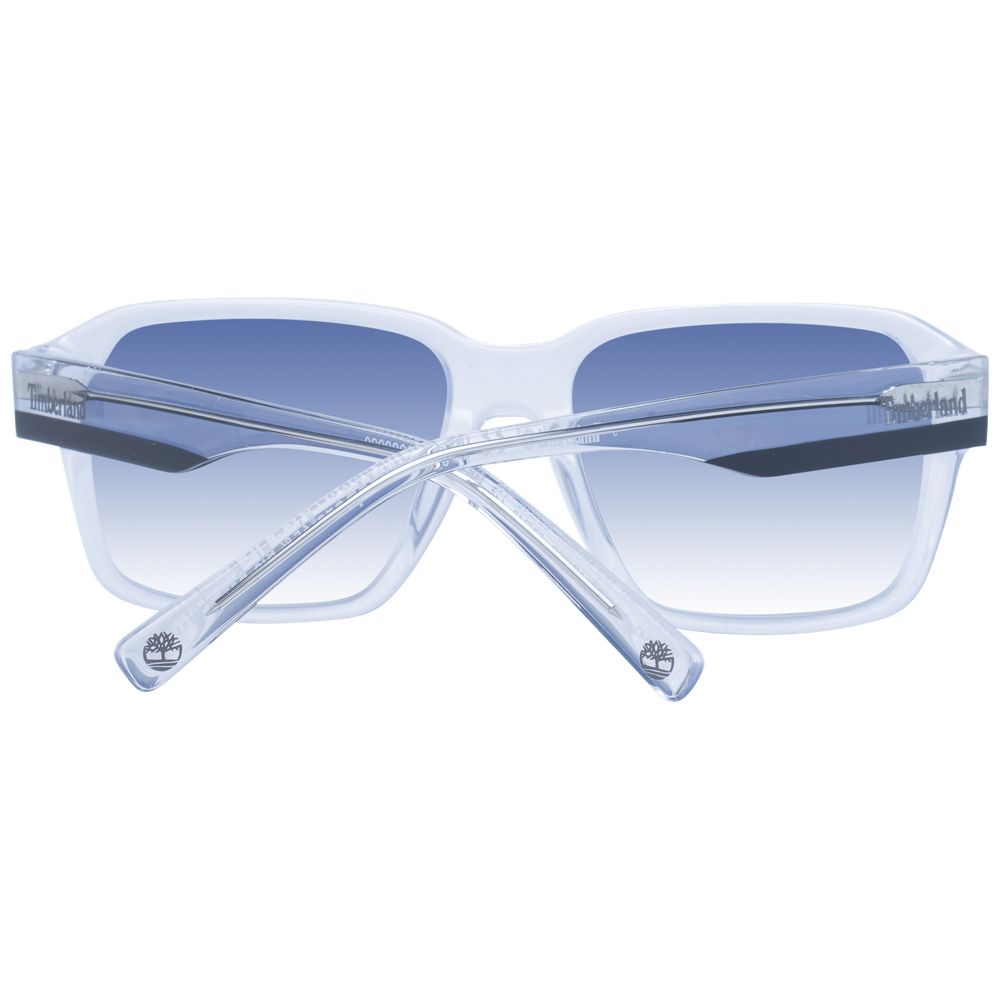 Timberland Men's Sunglasses – White Square Frame with Blue Polarized Lenses, 57mm