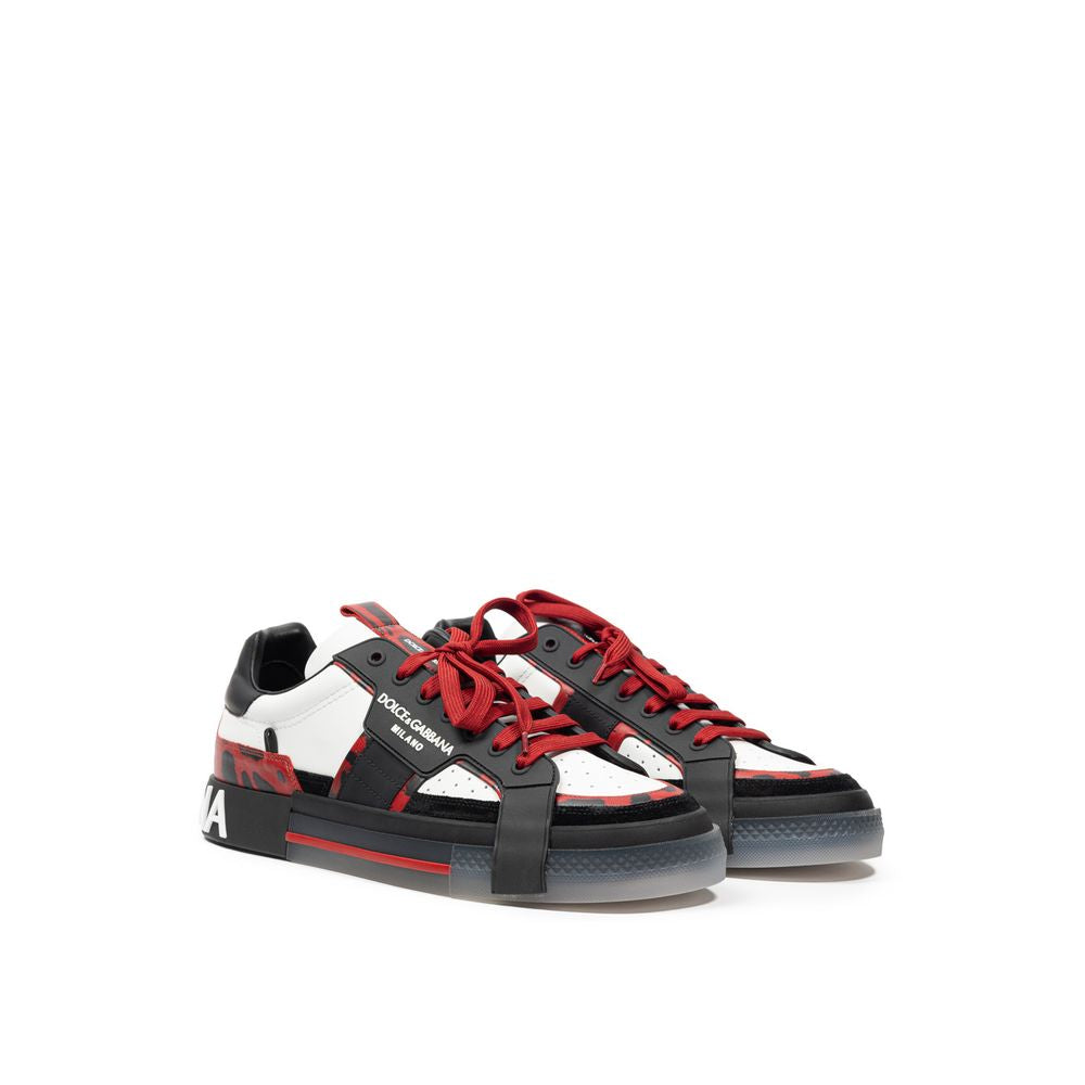 Dolce & Gabbana Portofino Low-Top Sneakers in Black and White Leather