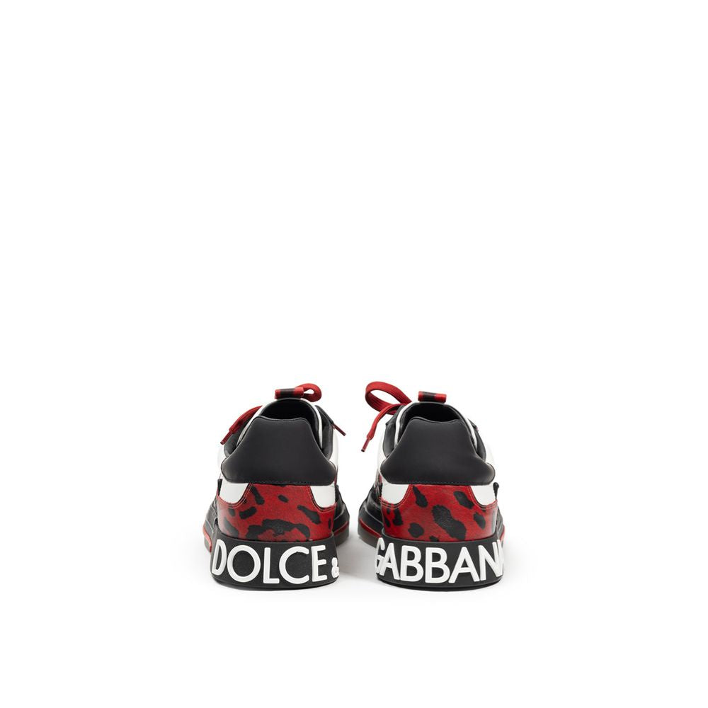 Dolce & Gabbana Portofino Low-Top Sneakers in Black and White Leather