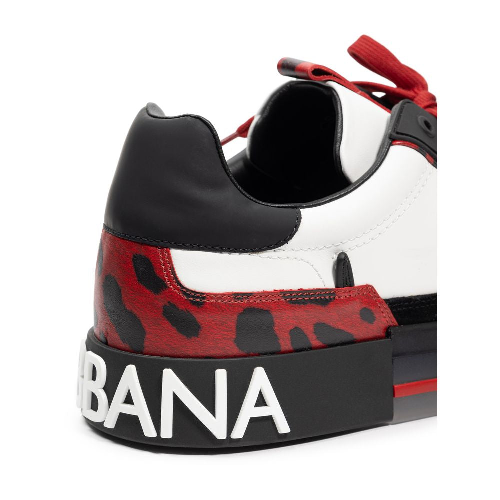 Dolce & Gabbana Portofino Low-Top Sneakers in Black and White Leather