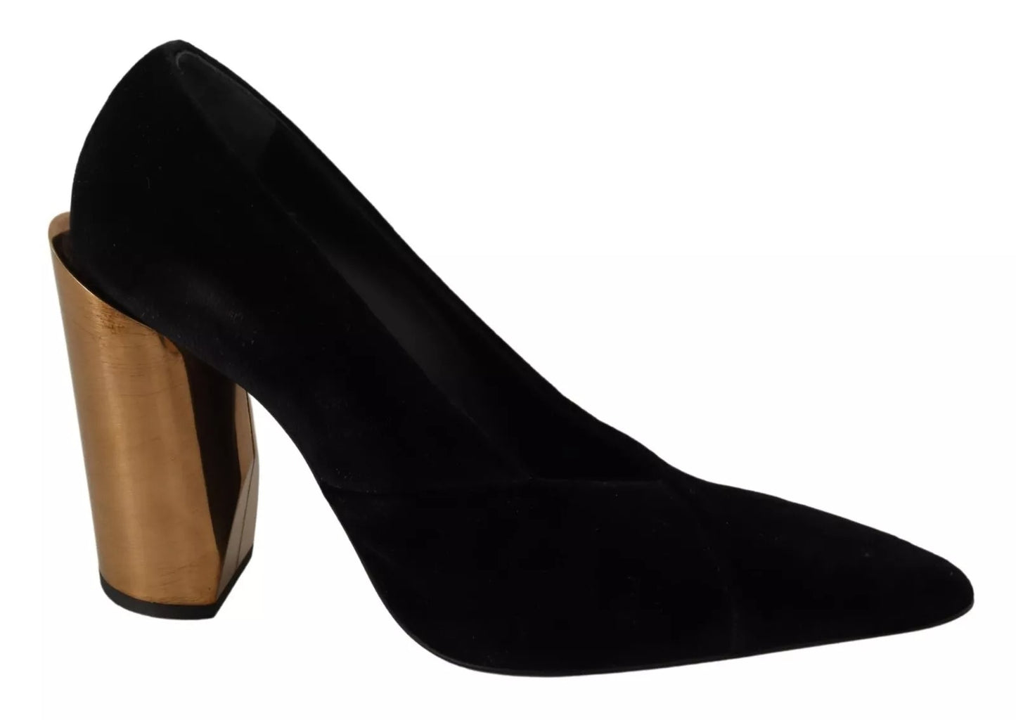 Jil Sander Black Leather Suede Block Heel Pumps