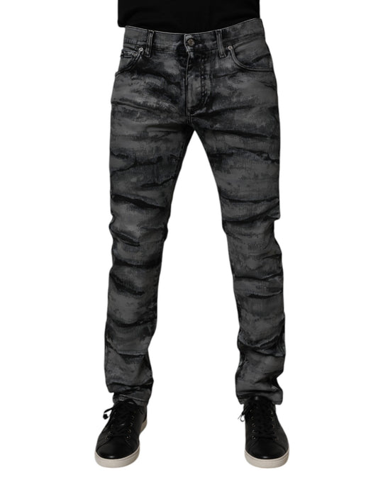Dolce & Gabbana Gray Tie Dye Cotton Skinny Men's Denim Jeans