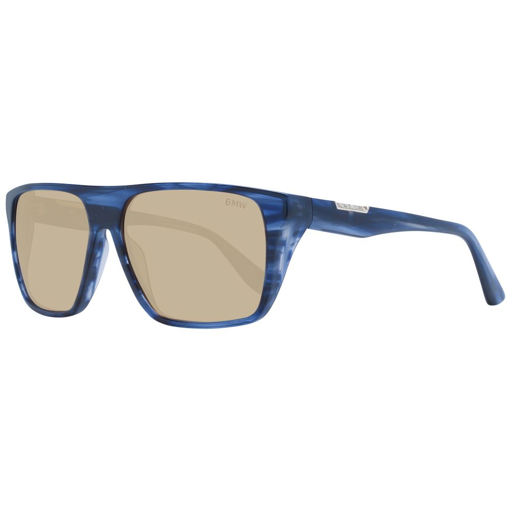 BMW Blue Men’s Aviator Sunglasses – Blue Frame with Brown Lenses, 57mm