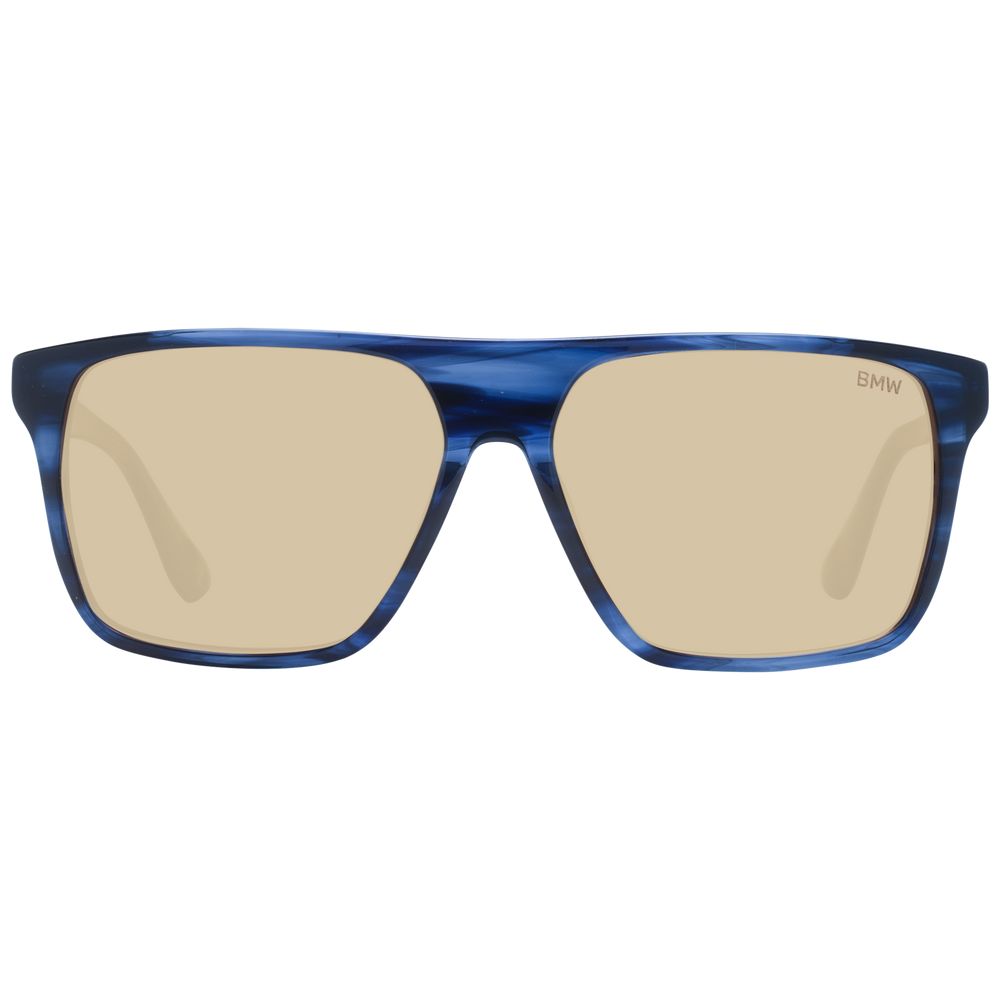 BMW Blue Men’s Aviator Sunglasses – Blue Frame with Brown Lenses, 57mm